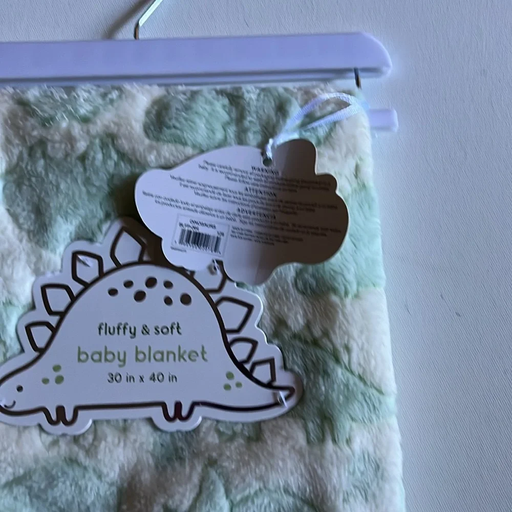 Fluffy Dinosaurs white pastel green  security Blanket Baby Girl Boy gift New